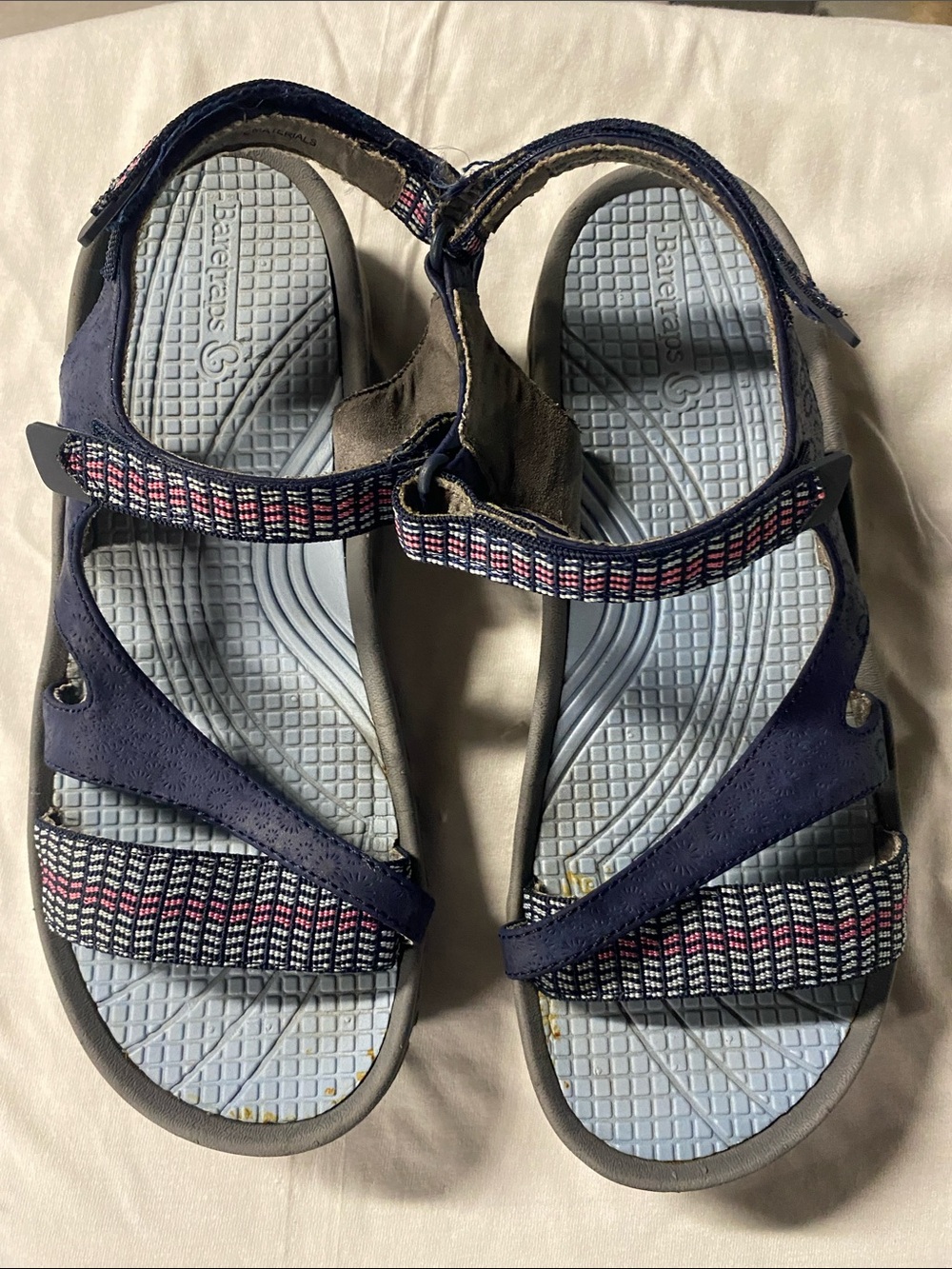 Women's Navy Adjustable Sandalswith Light Blue Footbed